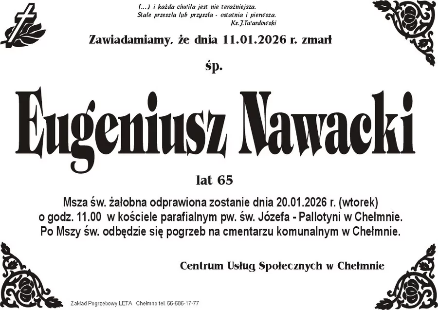 W komentarzach wpisujemy wspomnienia i kondolencje.
